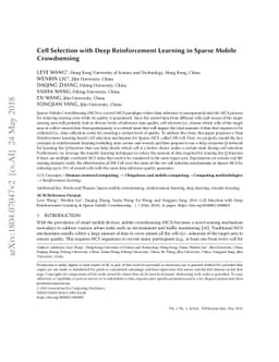 Cell Selection with Deep Reinforcement Learning in Sparse Mobile
  Crowdsensing