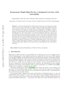 Anonymous Single-Sign-On for n designated services with traceability