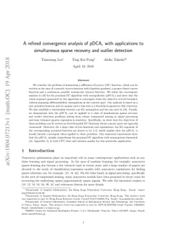 A refined convergence analysis of pDCA$_e$ with applications to
  simultaneous sparse recovery and outlier detection