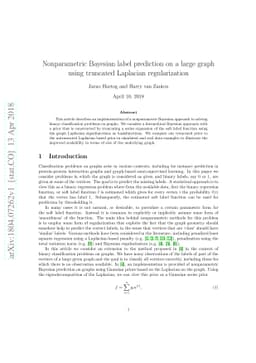 Nonparametric Bayesian label prediction on a large graph using truncated
  Laplacian regularization
