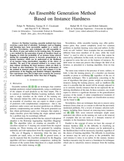 An Ensemble Generation Method Based on Instance Hardness