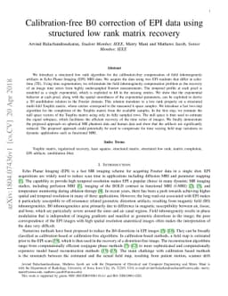Calibration-free B0 correction of EPI data using structured low rank
  matrix recovery