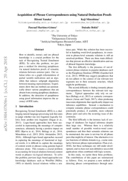 Acquisition of Phrase Correspondences using Natural Deduction Proofs