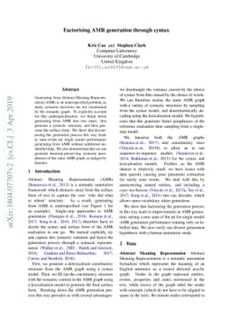 Factorising AMR generation through syntax