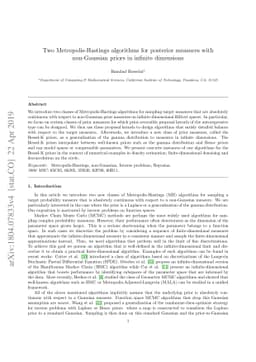 Two Metropolis-Hastings algorithms for posterior measures with
  non-Gaussian priors in infinite dimensions