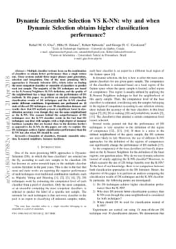 Dynamic Ensemble Selection VS K-NN: why and when Dynamic Selection
  obtains higher classification performance?