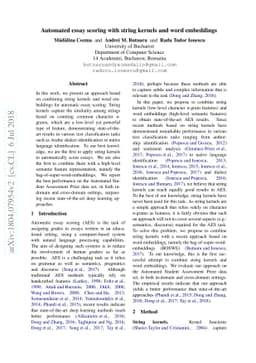 Automated essay scoring with string kernels and word embeddings