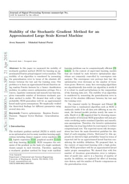 Stability of the Stochastic Gradient Method for an Approximated Large
  Scale Kernel Machine