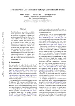 Semi-supervised User Geolocation via Graph Convolutional Networks