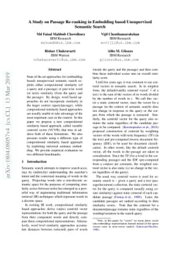 A Study on Passage Re-ranking in Embedding based Unsupervised Semantic
  Search