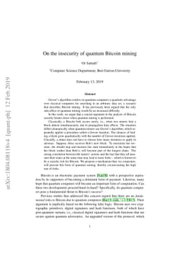 On the insecurity of quantum Bitcoin mining