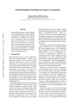 Word Embedding Perturbation for Sentence Classification