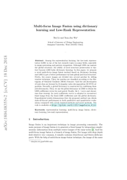 Multi-focus Image Fusion using dictionary learning and Low-Rank
  Representation
