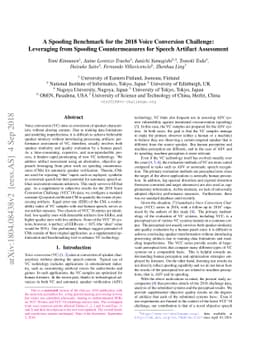 A Spoofing Benchmark for the 2018 Voice Conversion Challenge: Leveraging
  from Spoofing Countermeasures for Speech Artifact Assessment