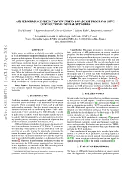 ASR Performance Prediction on Unseen Broadcast Programs using
  Convolutional Neural Networks