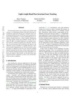 Light-weight Head Pose Invariant Gaze Tracking