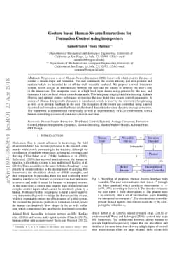Gesture based Human-Swarm Interactions for Formation Control using
  interpreters