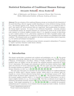 Statistical Estimation of Conditional Shannon Entropy