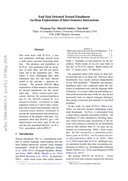 End-Task Oriented Textual Entailment via Deep Explorations of
  Inter-Sentence Interactions