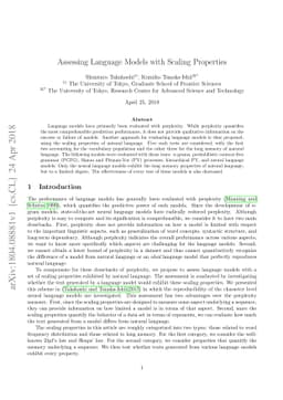 Assessing Language Models with Scaling Properties