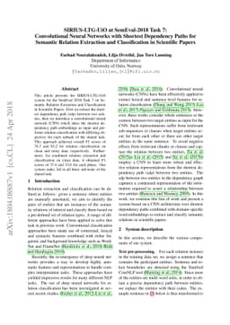 SIRIUS-LTG-UiO at SemEval-2018 Task 7: Convolutional Neural Networks
  with Shortest Dependency Paths for Semantic Relation Extraction and
  Classification in Scientific Papers
