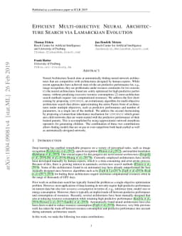 Efficient Multi-objective Neural Architecture Search via Lamarckian
  Evolution
