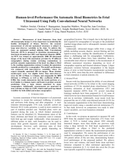 Human-level Performance On Automatic Head Biometrics In Fetal Ultrasound
  Using Fully Convolutional Neural Networks