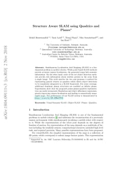 Structure Aware SLAM using Quadrics and Planes