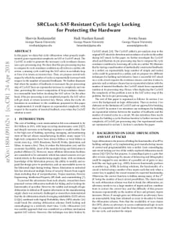 SRCLock: SAT-Resistant Cyclic Logic Locking for Protecting the Hardware