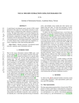 Vocal melody extraction using patch-based CNN