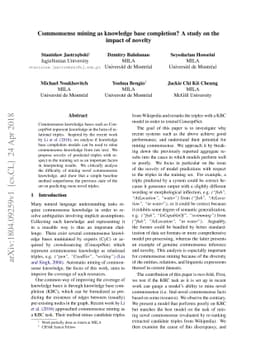 Commonsense mining as knowledge base completion? A study on the impact
  of novelty