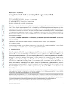Where are we now? A large benchmark study of recent symbolic regression
  methods