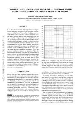 Convolutional Generative Adversarial Networks with Binary Neurons for
  Polyphonic Music Generation