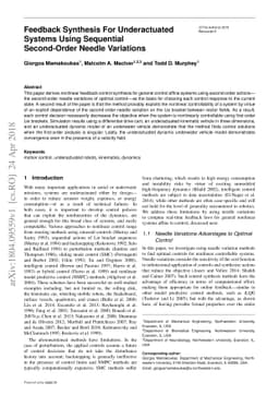 Feedback Synthesis For Underactuated Systems Using Sequential
  Second-Order Needle Variations