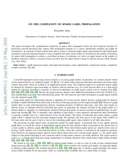 On The Complexity of Sparse Label Propagation