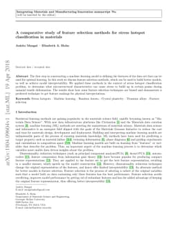 A comparative study of feature selection methods for stress hotspot
  classification in materials