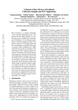 A Dataset of Peer Reviews (PeerRead): Collection, Insights and NLP
  Applications