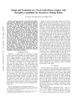 Design and Evaluation of a Novel Cable-Driven Gripper with Perception
  Capabilities for Strawberry Picking Robots