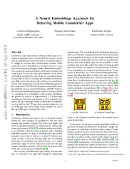 A Neural Embeddings Approach for Detecting Mobile Counterfeit Apps