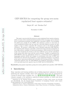 GEP-MSCRA for computing the group zero-norm regularized least squares
  estimator