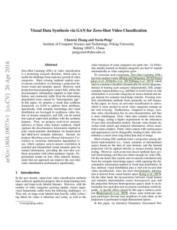 Visual Data Synthesis via GAN for Zero-Shot Video Classification