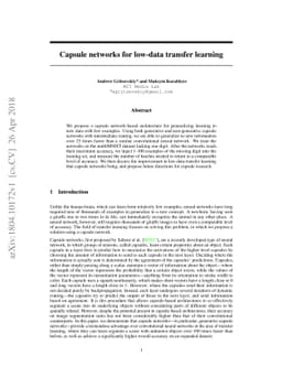 Capsule networks for low-data transfer learning