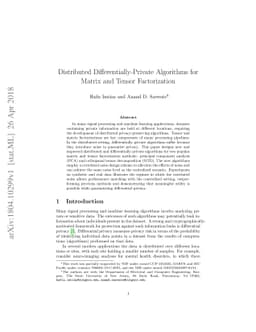 Distributed Differentially-Private Algorithms for Matrix and Tensor
  Factorization
