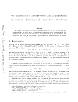 On the Estimation of Latent Distances Using Graph Distances