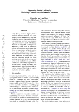 Improving Entity Linking by Modeling Latent Relations between Mentions