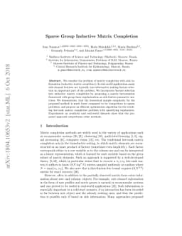 Sparse Group Inductive Matrix Completion