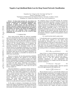 Negative Log Likelihood Ratio Loss for Deep Neural Network
  Classification