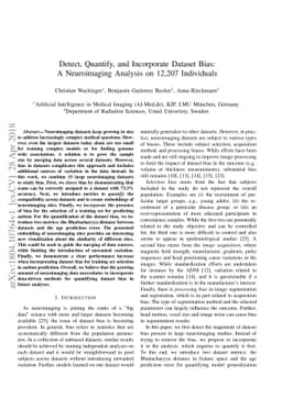 Detect, Quantify, and Incorporate Dataset Bias: A Neuroimaging Analysis
  on 12,207 Individuals