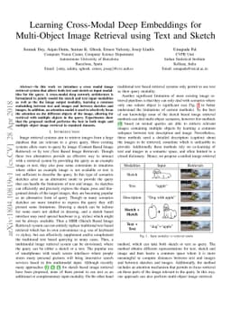 Learning Cross-Modal Deep Embeddings for Multi-Object Image Retrieval
  using Text and Sketch