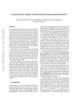 Formal Security Analysis of Neural Networks using Symbolic Intervals